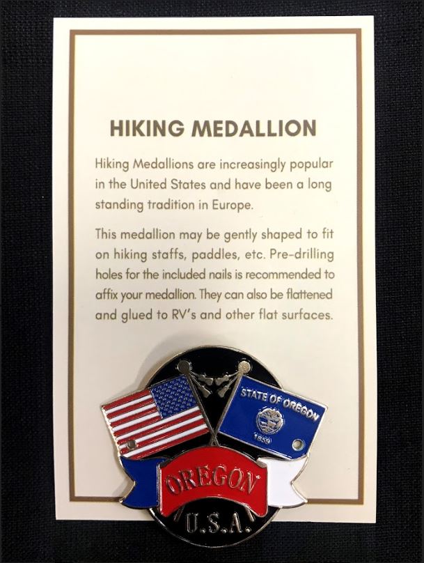 Hiking Medallion Crossed Flags