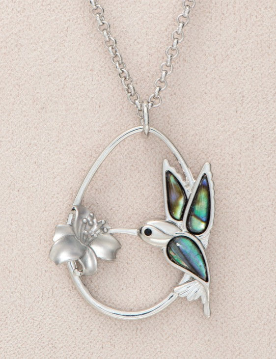 Necklace AB Fluttering Hummingbird