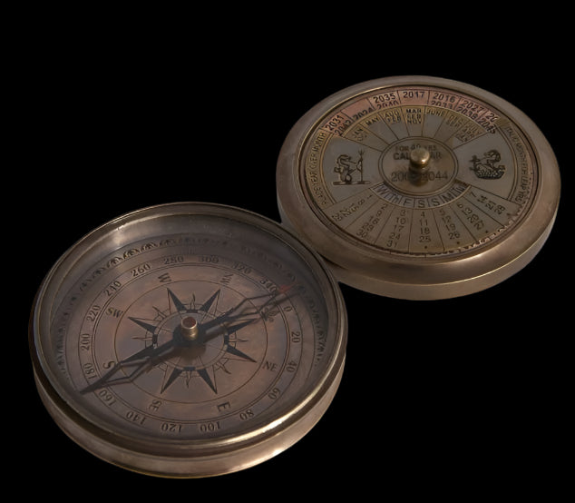 #8 Compass 40 Year Calander Compass, Brass