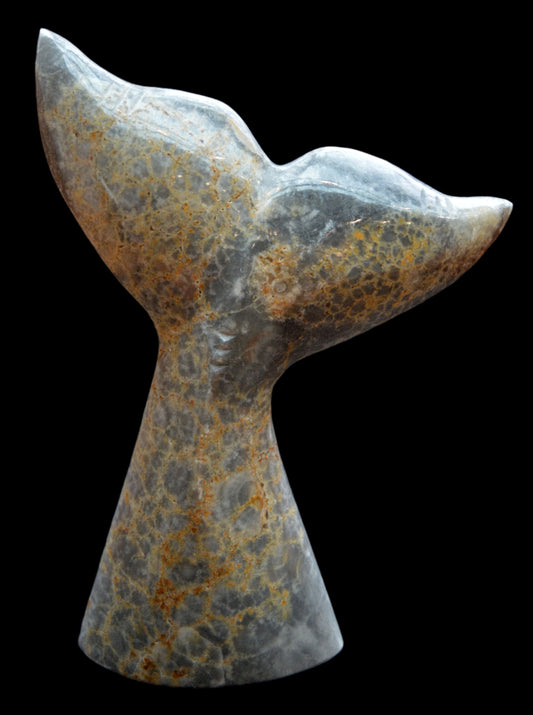 Figurine Marble Whale Tail 6"