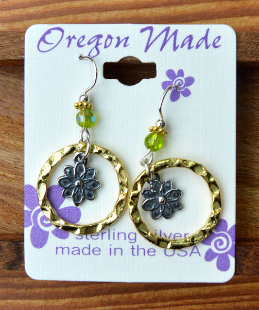 Earring Gold Hoop Flower